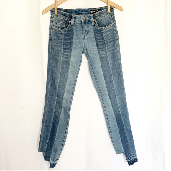BlankNYC Step Hem Jeans size 24 Blue High Low Skinny Paneled Mid Rise - Picture 3 of 8